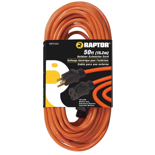 RAPTOR® 16/3 Sjtw 50 ft. Extension Cord Oil Rubbed, Orange